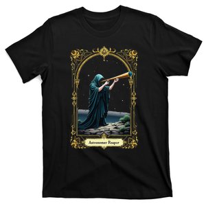 Halloween Tarot Card Skeleton Telescope Astronomer Reaper T-Shirt