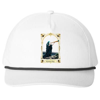 Halloween Tarot Card Skeleton Telescope Astronomer Reaper Snapback Five-Panel Rope Hat