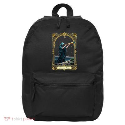 Halloween Tarot Card Skeleton Telescope Astronomer Reaper 16 in Basic Backpack