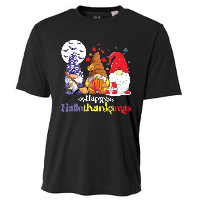 Halloween Thanksgiving Christmas Happy Hallothanksmas Gnomes Cooling Performance Crew T-Shirt