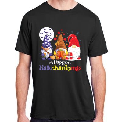 Halloween Thanksgiving Christmas Happy Hallothanksmas Gnomes Adult ChromaSoft Performance T-Shirt