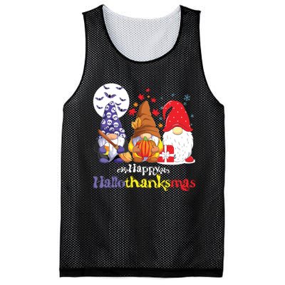 Halloween Thanksgiving Christmas Happy Hallothanksmas Gnomes Mesh Reversible Basketball Jersey Tank