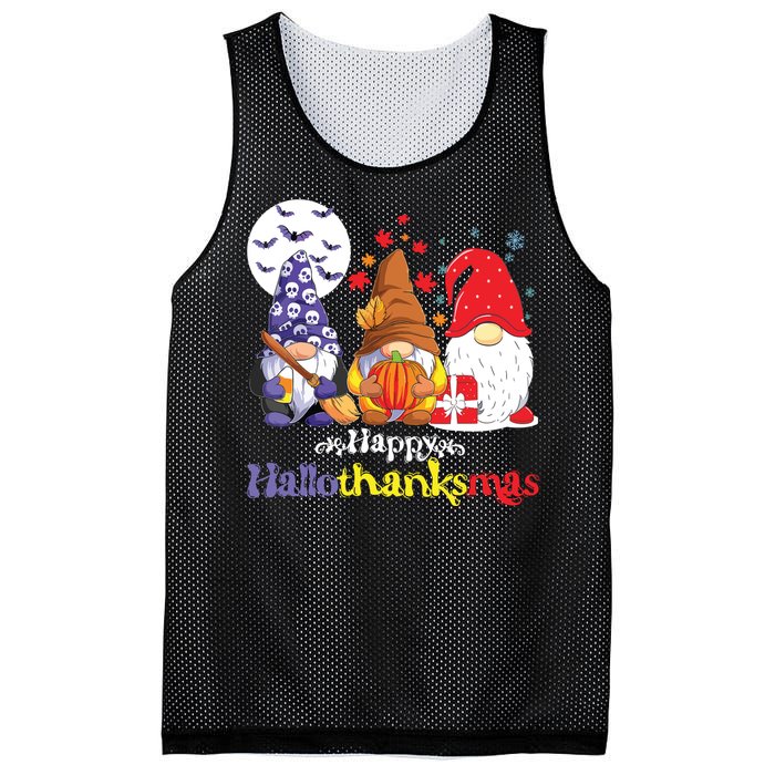 Halloween Thanksgiving Christmas Happy Hallothanksmas Gnomes Mesh Reversible Basketball Jersey Tank