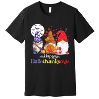 Halloween Thanksgiving Christmas Happy Hallothanksmas Gnomes Premium T-Shirt