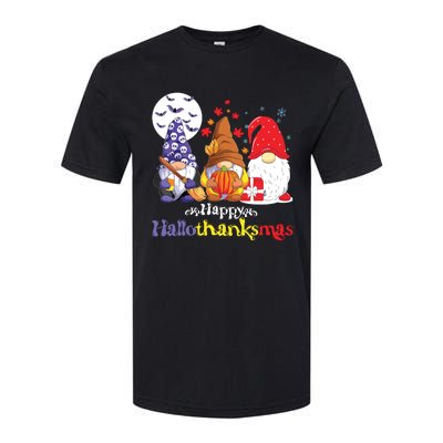 Halloween Thanksgiving Christmas Happy Hallothanksmas Gnomes Softstyle CVC T-Shirt