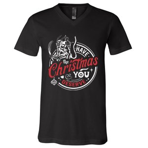 Have The Christmas You Deserve Krampus Christmas Horror V-Neck T-Shirt