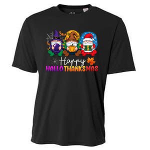 Halloween Thanksgiving Christmas Happy Hallothanksmas Gnomes Cooling Performance Crew T-Shirt