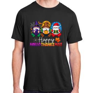 Halloween Thanksgiving Christmas Happy Hallothanksmas Gnomes Adult ChromaSoft Performance T-Shirt