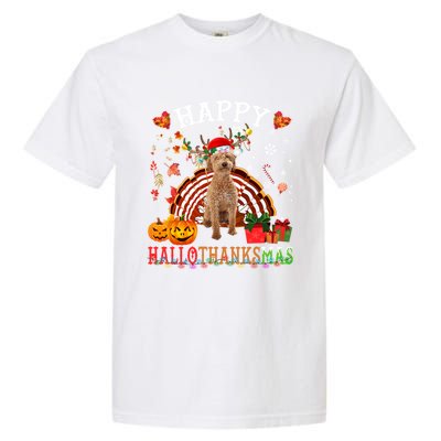 Halloween Thanksgiving Christmas Poodle Crossbreed Xmas Cute Gift Garment-Dyed Heavyweight T-Shirt