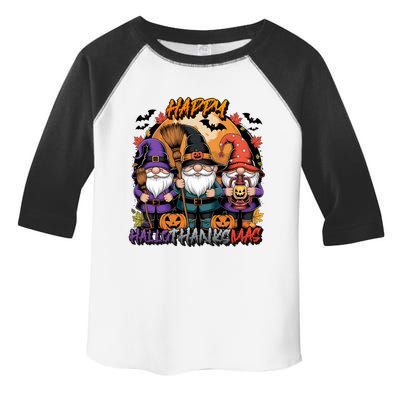 Halloween Thanksgiving Christmas Happy Hallothanksmas Gnomes Toddler Fine Jersey T-Shirt