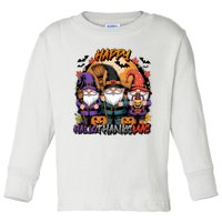 Halloween Thanksgiving Christmas Happy Hallothanksmas Gnomes Toddler Long Sleeve Shirt