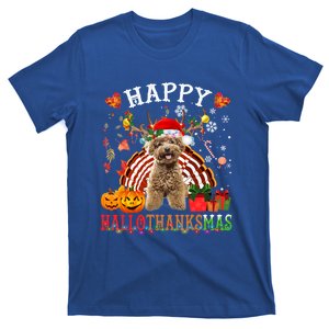 Halloween Thanksgiving Christmas Poodle Hallothanksmas Gift T-Shirt