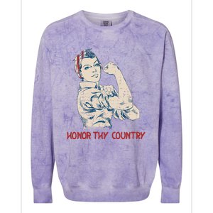 Honor Thy Country American Independence Usa Freedom Cool Gift Colorblast Crewneck Sweatshirt