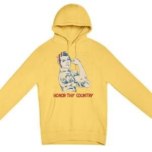 Honor Thy Country American Independence Usa Freedom Cool Gift Premium Pullover Hoodie