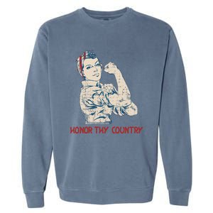 Honor Thy Country American Independence Usa Freedom Cool Gift Garment-Dyed Sweatshirt