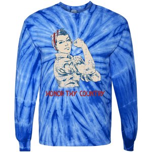 Honor Thy Country American Independence Usa Freedom Cool Gift Tie-Dye Long Sleeve Shirt