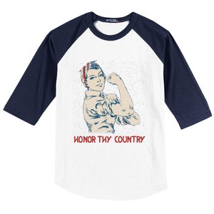 Honor Thy Country American Independence Usa Freedom Cool Gift Baseball Sleeve Shirt