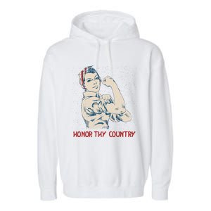 Honor Thy Country American Independence Usa Freedom Cool Gift Garment-Dyed Fleece Hoodie