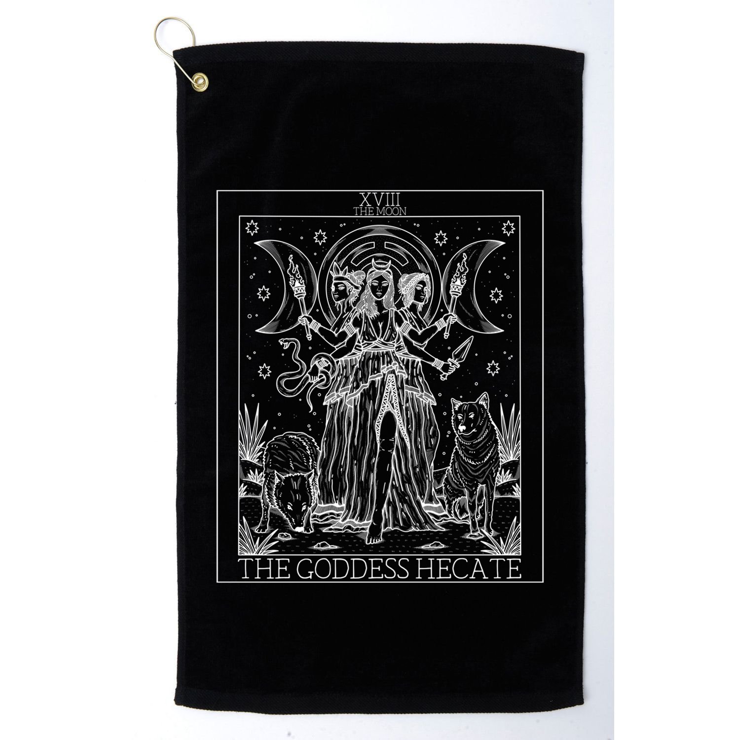 Hecate Tarot Card Triple Moon Goddess Witch Wiccan Pagan Cute Gift Golf Towel