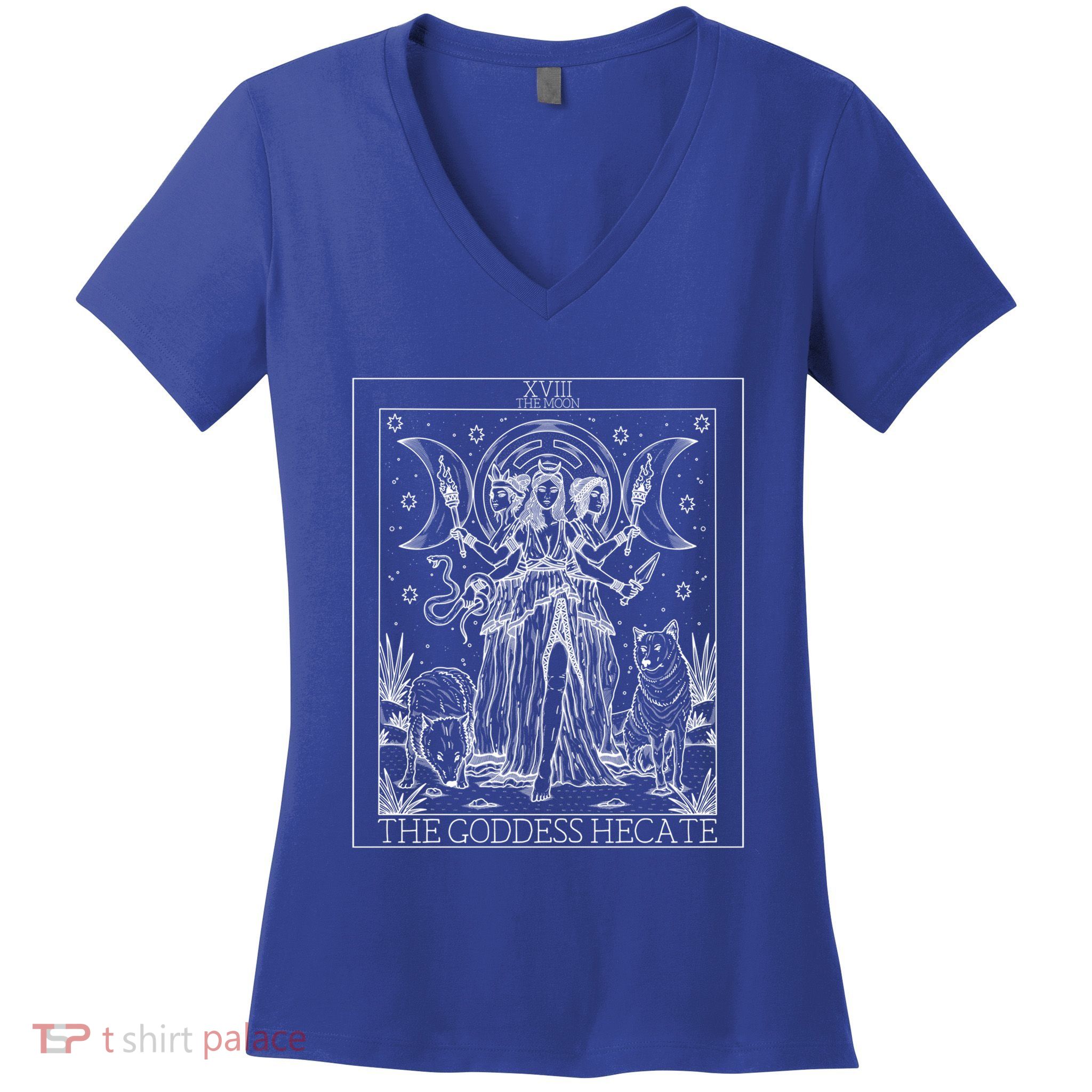 Hecate Tarot Card Triple Moon Goddess Witch Wiccan Pagan Cute Gift Women's V-Neck T-Shirt