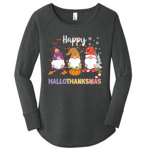 Halloween Thanksgiving Christmas Happy Hallothanksmas Gnomes Women's Perfect Tri Tunic Long Sleeve Shirt