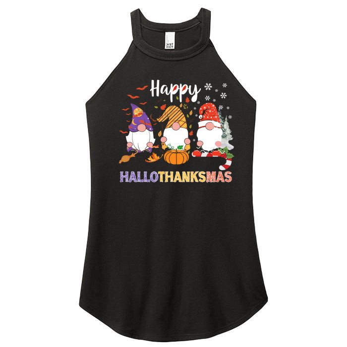 Halloween Thanksgiving Christmas Happy Hallothanksmas Gnomes Women's Perfect Tri Rocker Tank