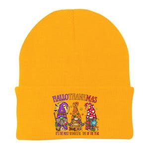 Halloween Thanksgiving Christmas Happy Hallothanksmas Gnome Gift Knit Cap Winter Beanie