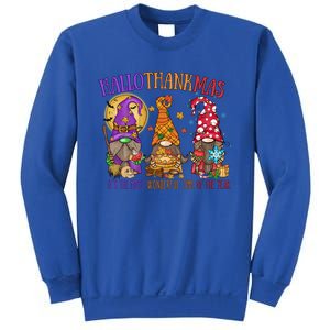 Halloween Thanksgiving Christmas Happy Hallothanksmas Gnome Gift Sweatshirt