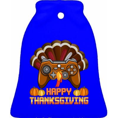 Happy Thanksgaming Cute Video Game Controller Thanksgiving Gift Ceramic Bell Ornament