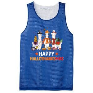 Halloween Thanksgiving Christmas Happy Hallothanksmas Llama Gift Mesh Reversible Basketball Jersey Tank