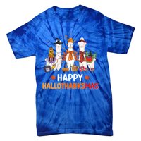 Halloween Thanksgiving Christmas Happy Hallothanksmas Llama Gift Tie-Dye T-Shirt