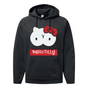 Hello Titty Cute Cat Boobs Butts Funny Meme Funny Mother’s Day Performance Fleece Hoodie