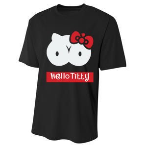 Hello Titty Cute Cat Boobs Butts Funny Meme Funny Mother’s Day Performance Sprint T-Shirt