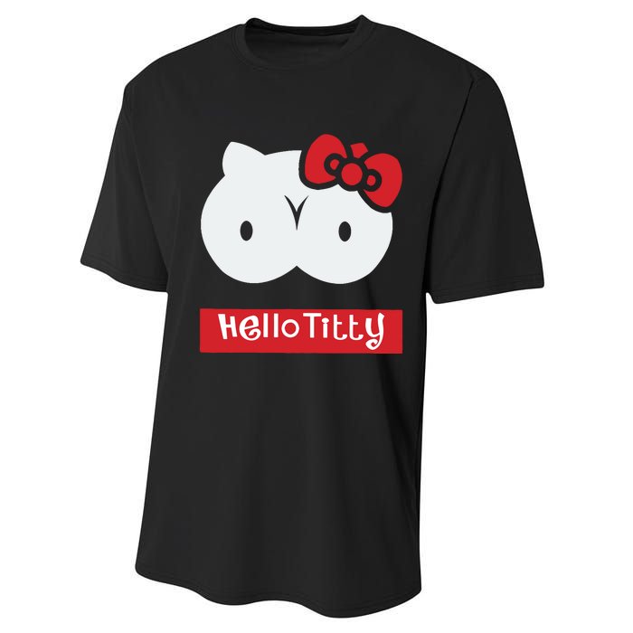 Hello Titty Cute Cat Boobs Butts Funny Meme Funny Mother’s Day Performance Sprint T-Shirt