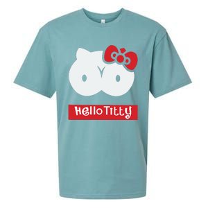 Hello Titty Cute Cat Boobs Butts Funny Meme Funny Mother’s Day Sueded Cloud Jersey T-Shirt