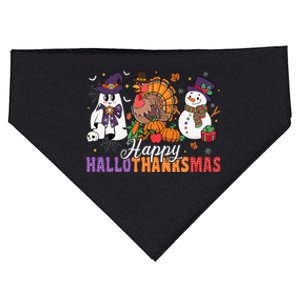 Halloween Thanksgiving Christmas Happy Hallothanksmas Gift USA-Made Doggie Bandana