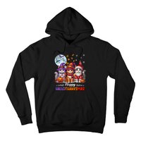 Halloween Thanksgiving Christmas Happy Hallothanksmas Cats Hoodie