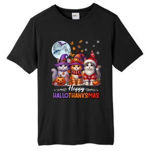 Halloween Thanksgiving Christmas Happy Hallothanksmas Cats Tall Fusion ChromaSoft Performance T-Shirt