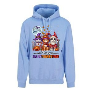 Halloween Thanksgiving Christmas Happy Hallothanksmas Cats Unisex Surf Hoodie