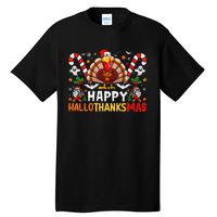 Halloween Thanksgiving Christmas Happy Hallothanksmas Tall T-Shirt