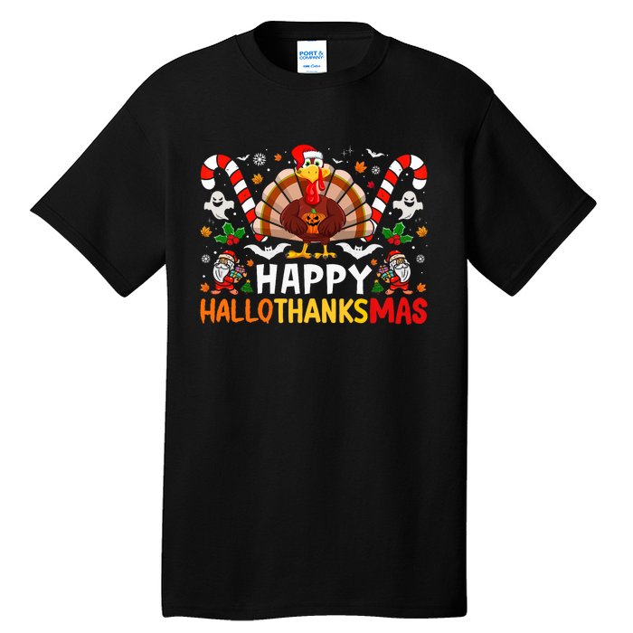 Halloween Thanksgiving Christmas Happy Hallothanksmas Tall T-Shirt