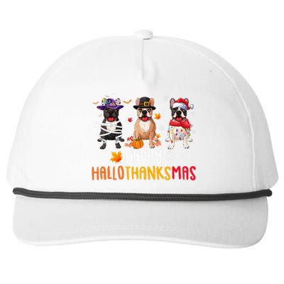 Halloween Thanksgiving Christmas Funny French Bulldog Dogs Snapback Five-Panel Rope Hat