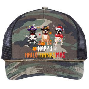 Halloween Thanksgiving Christmas Funny French Bulldog Dogs Retro Rope Trucker Hat Cap