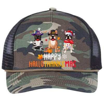 Halloween Thanksgiving Christmas Funny French Bulldog Dogs Retro Rope Trucker Hat Cap