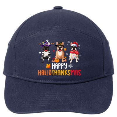 Halloween Thanksgiving Christmas Funny French Bulldog Dogs 7-Panel Snapback Hat