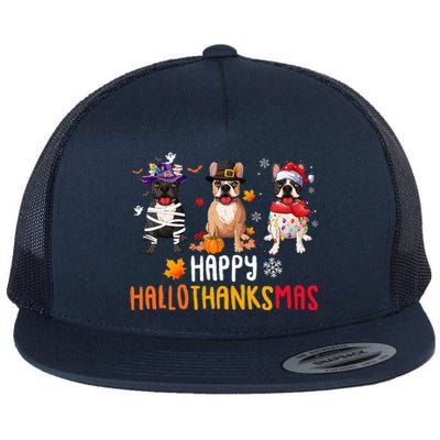 Halloween Thanksgiving Christmas Funny French Bulldog Dogs Flat Bill Trucker Hat