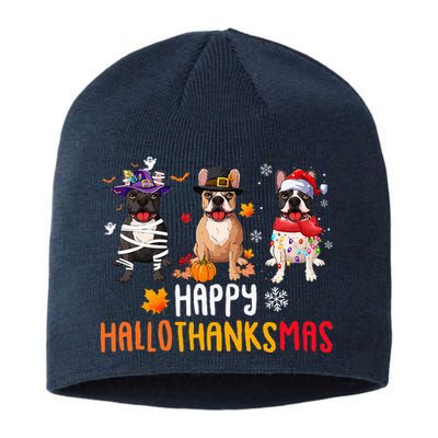 Halloween Thanksgiving Christmas Funny French Bulldog Dogs Sustainable Beanie