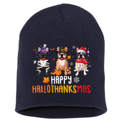 Halloween Thanksgiving Christmas Funny French Bulldog Dogs Short Acrylic Beanie