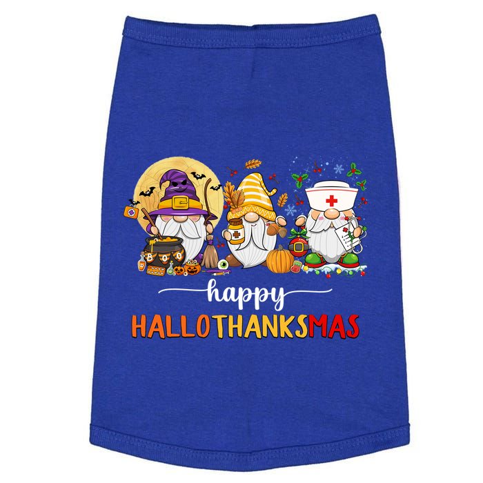 Halloween Thanksgiving Christmas Gnome Nurse Hallothanksmas Cute Gift Doggie Tank