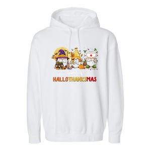 Halloween Thanksgiving Christmas Gnome Nurse Hallothanksmas Cute Gift Garment-Dyed Fleece Hoodie